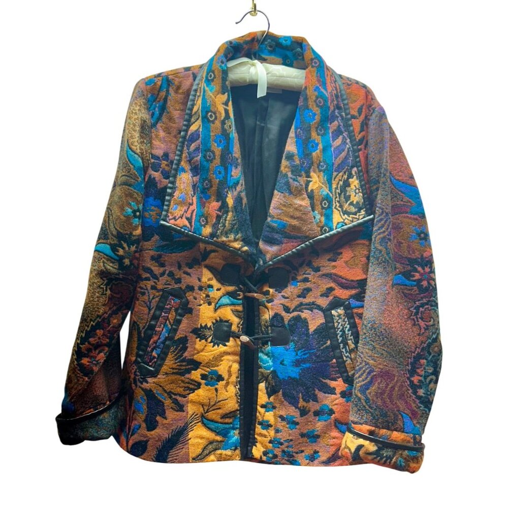 Parsley and Sage Large Jacket Artsy Boho Festival Floral Tapestry Pattern - Picture 2 of 11